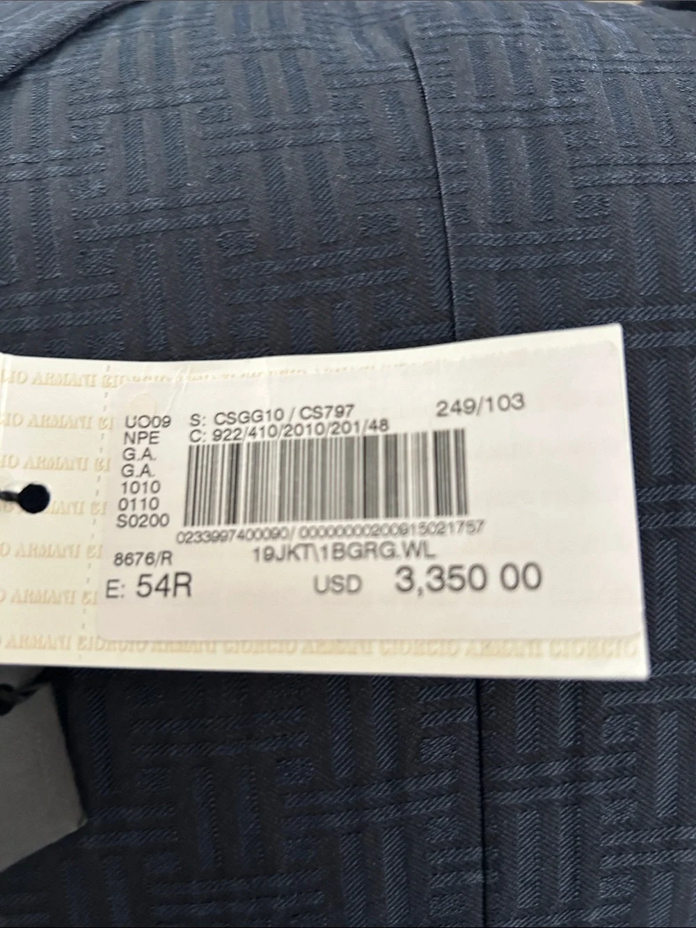 Giorgio Armani Dark Navy Patterned Single-Breasted Blazer